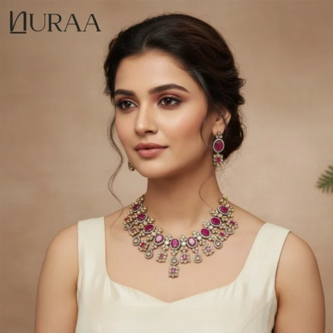 Royal Ruby Heavy Necklace Set