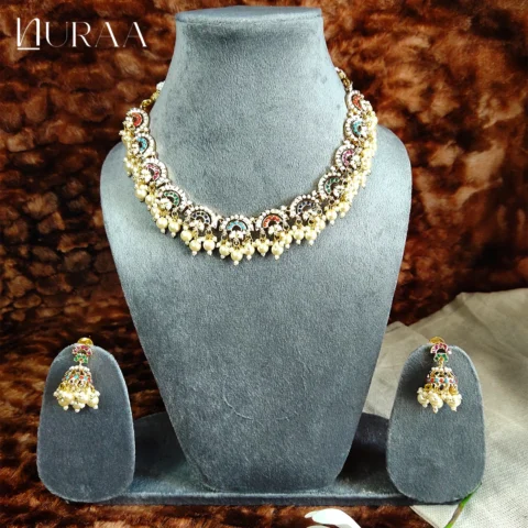 Jadau Navratan Radiance Necklace Set