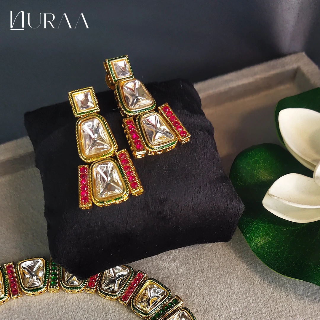 Royal Polki Prism Necklace Set - Image 4