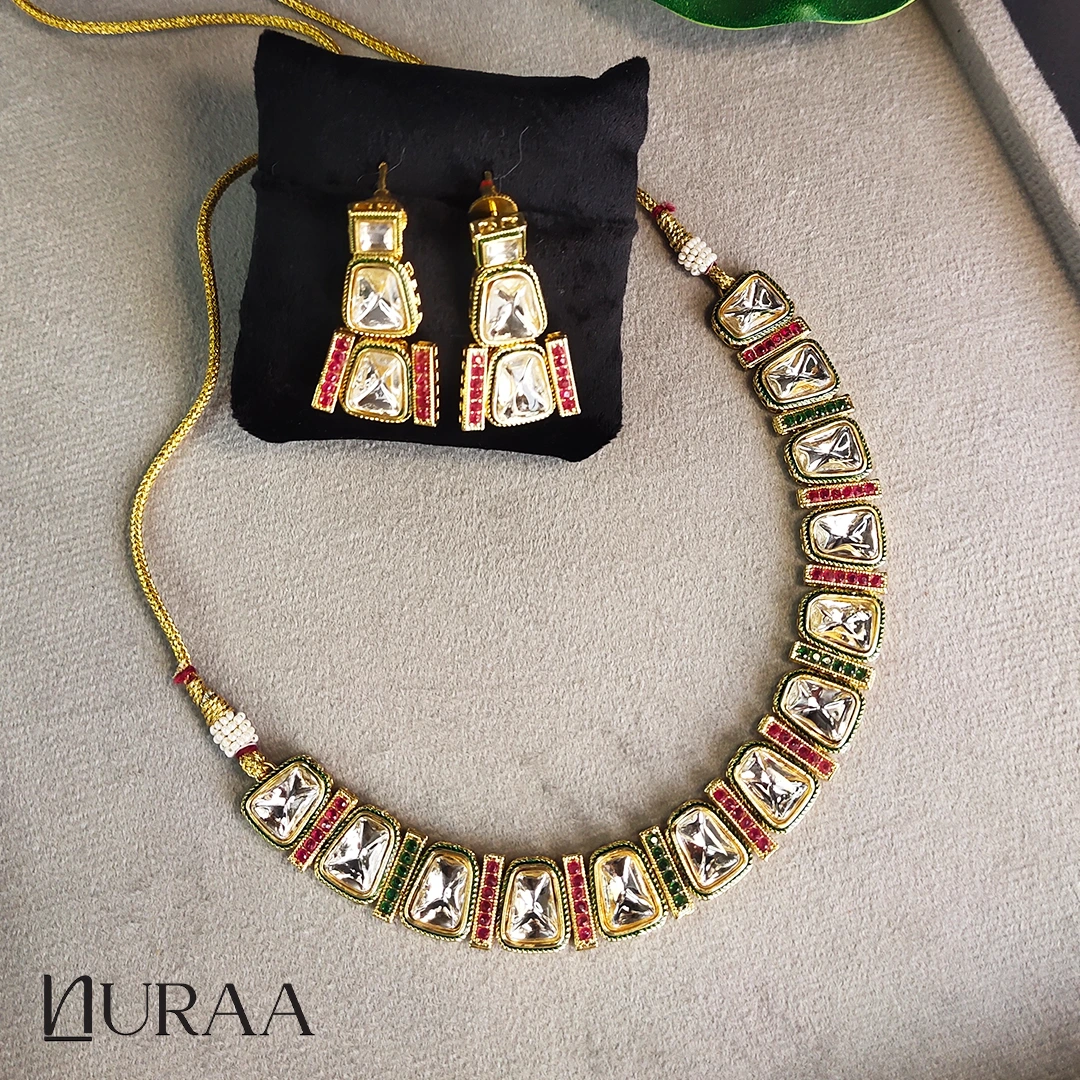 Royal Polki Prism Necklace Set - Image 3