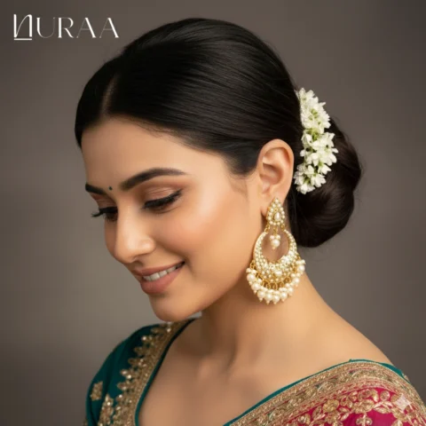 Noorie Pearl Jadau Chandbalis