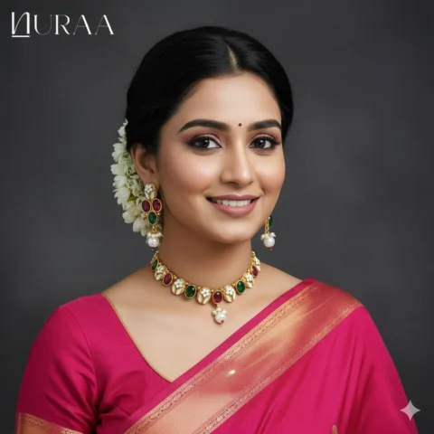 White Enamel Flora Necklace Set