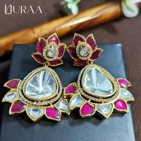 Polki Lotus Earrings