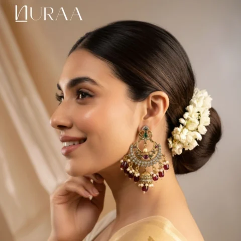 Antique Maroon Beads Earrings