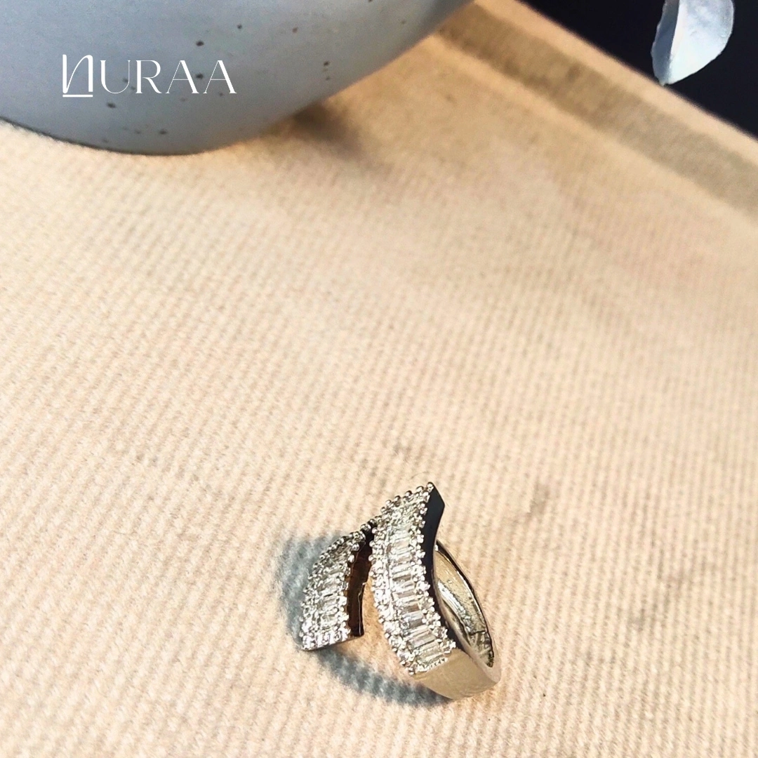Crescent Curve Zircon Ring