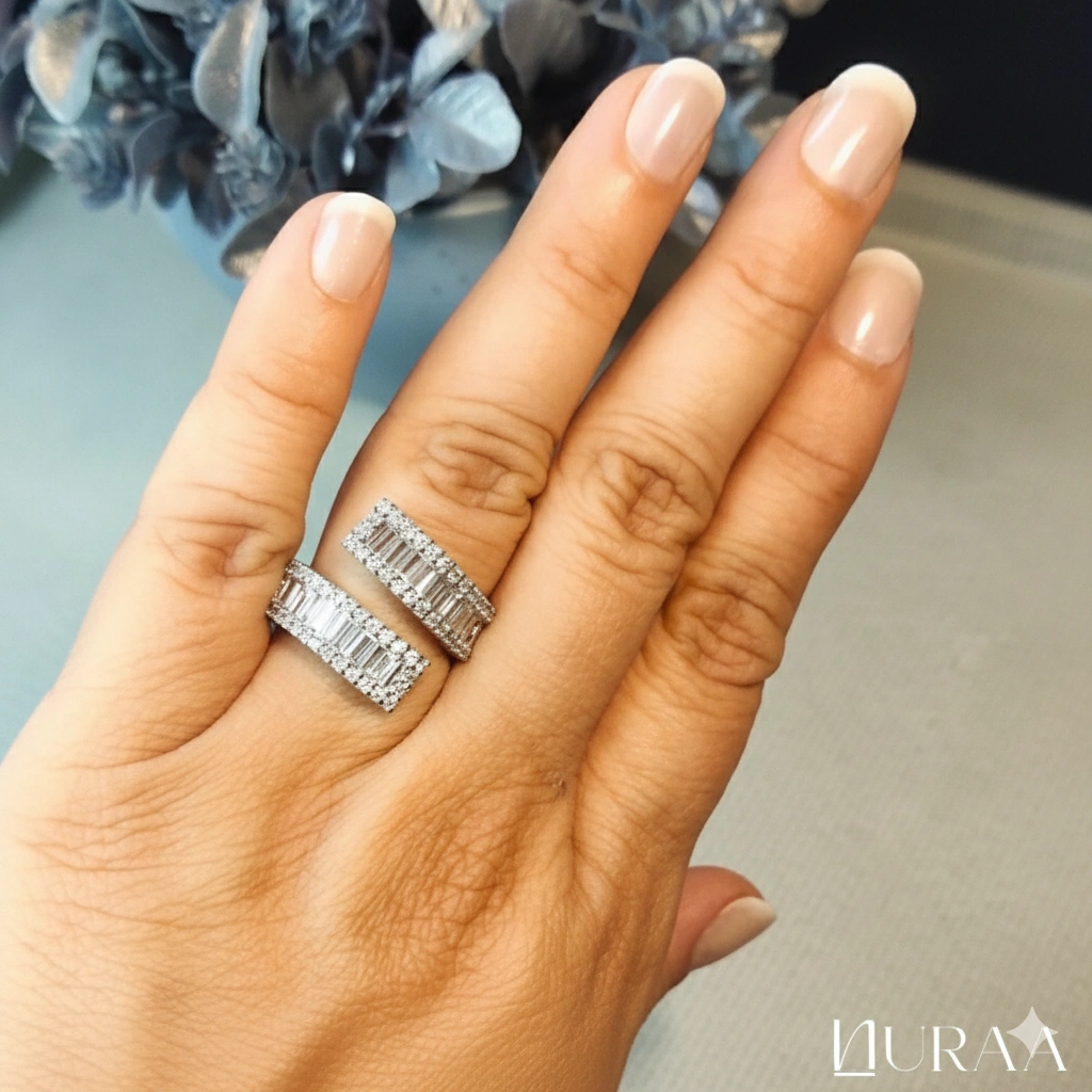 Crescent Curve Zircon Ring