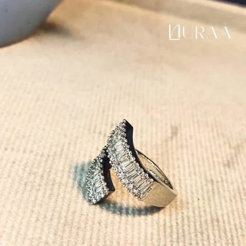 Crescent Curve Zircon Ring