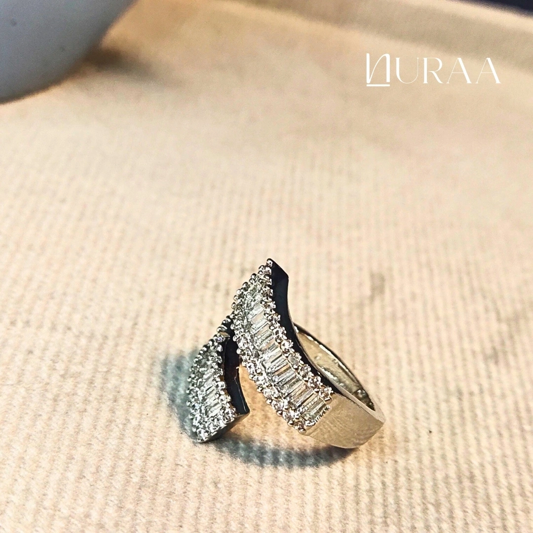 Crescent Curve Zircon Ring