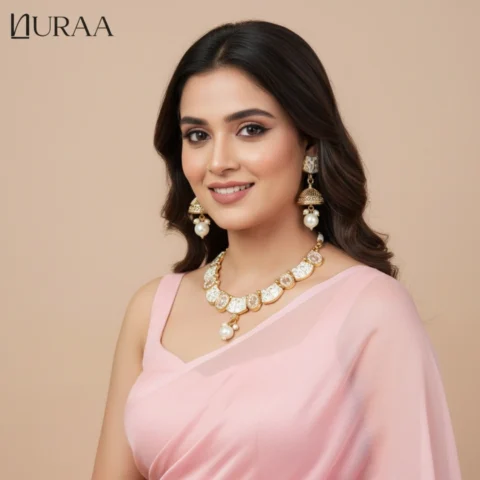 Noor White Enamel Necklace Set