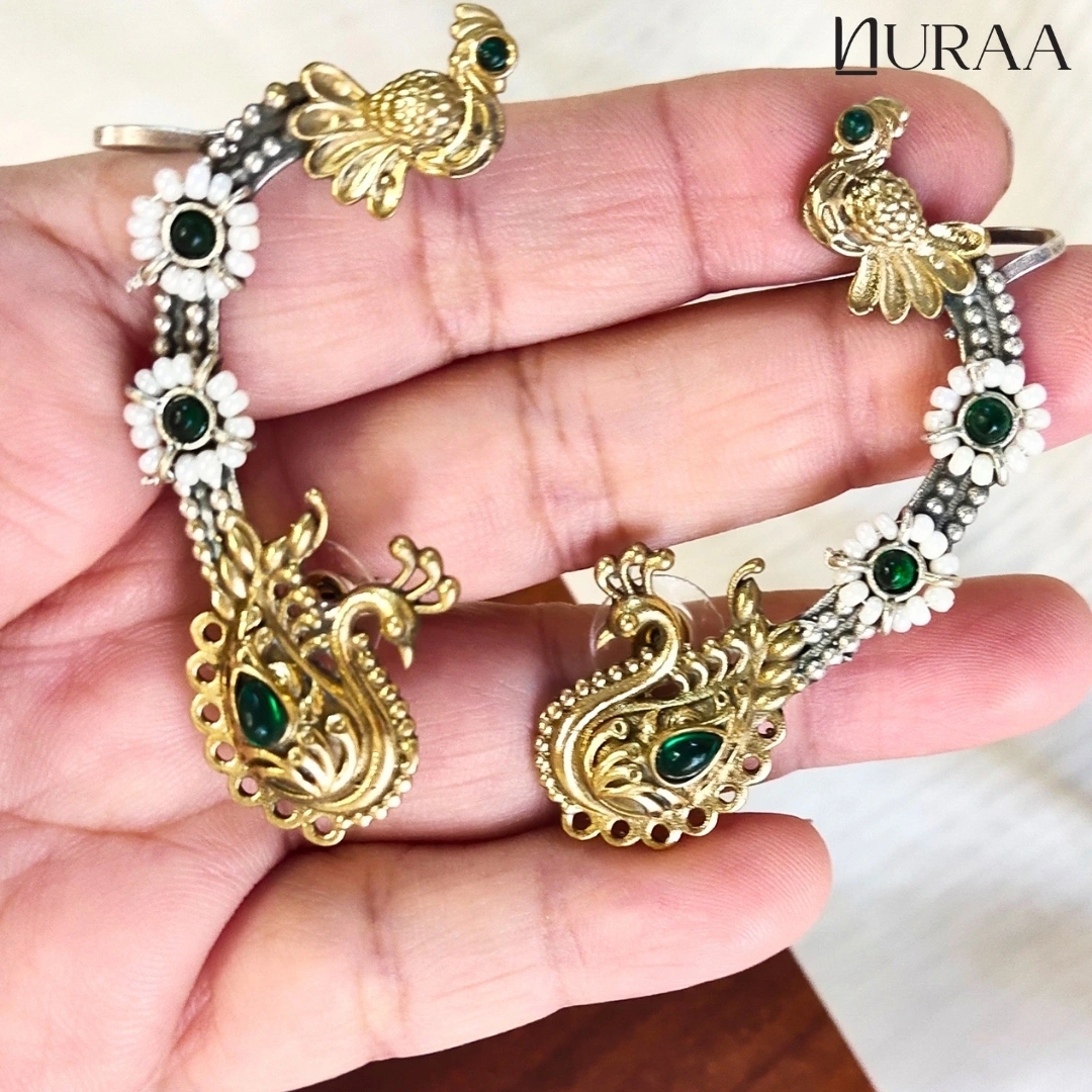 Pearl Peacock Ear Cuffs