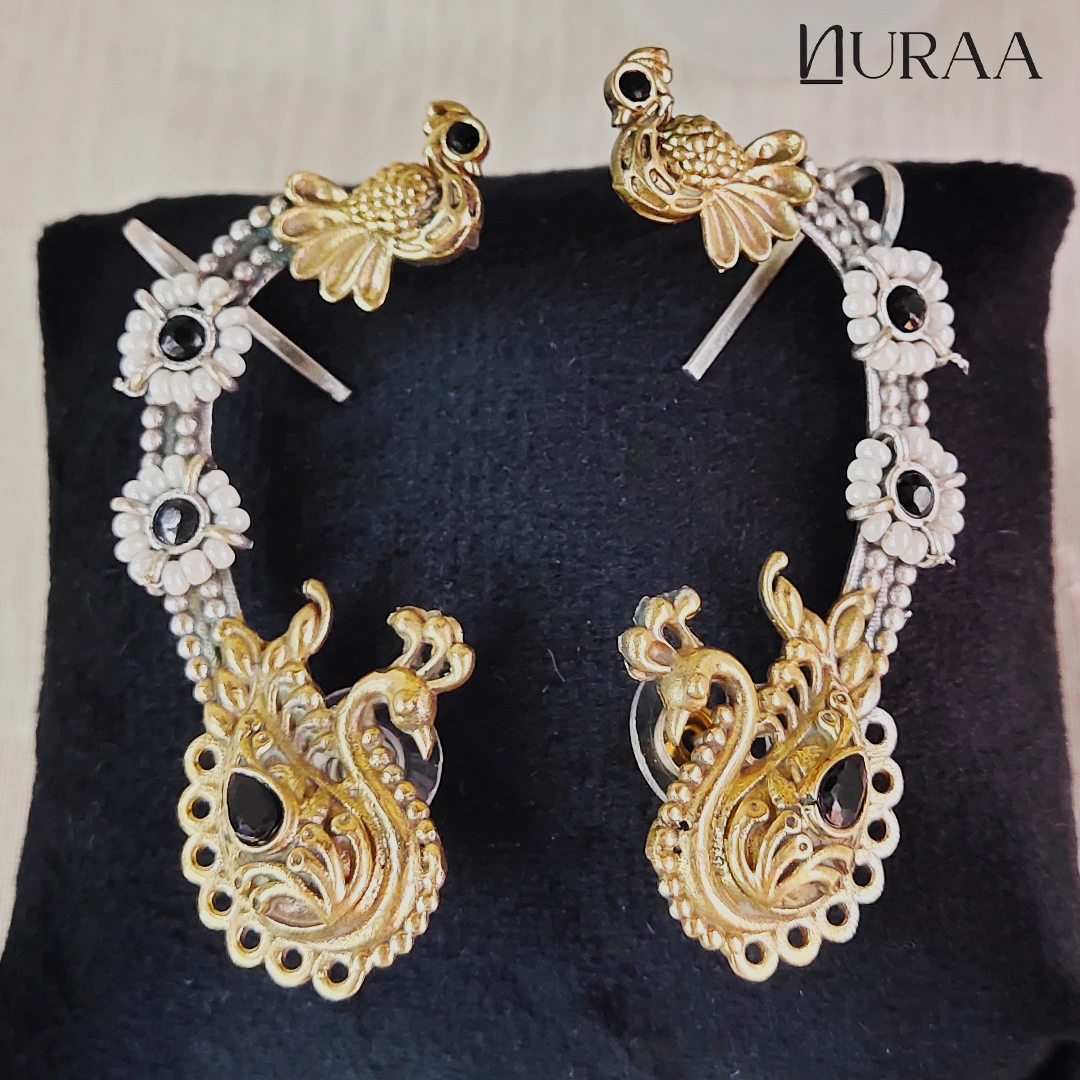 Pearl Peacock Ear Cuffs