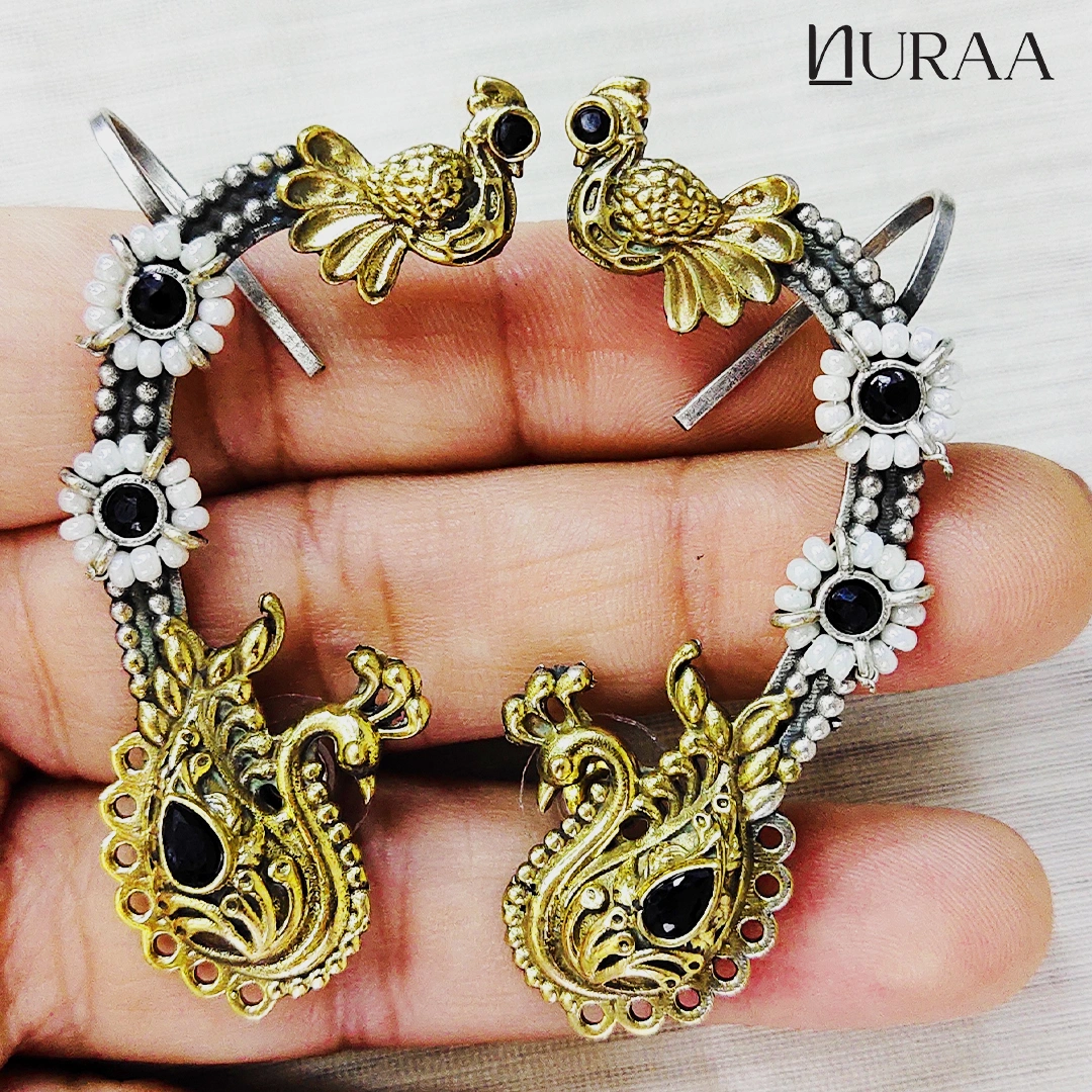 Pearl Peacock Ear Cuffs