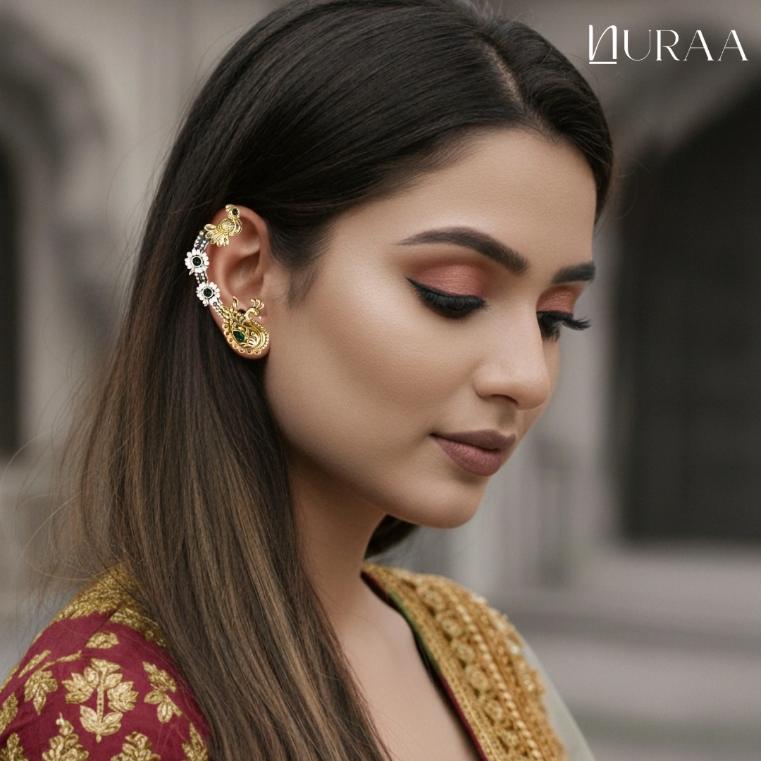 Pearl Peacock Ear Cuffs