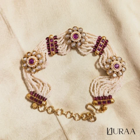 Rajwada Ruby Pearl Strand Bracelet