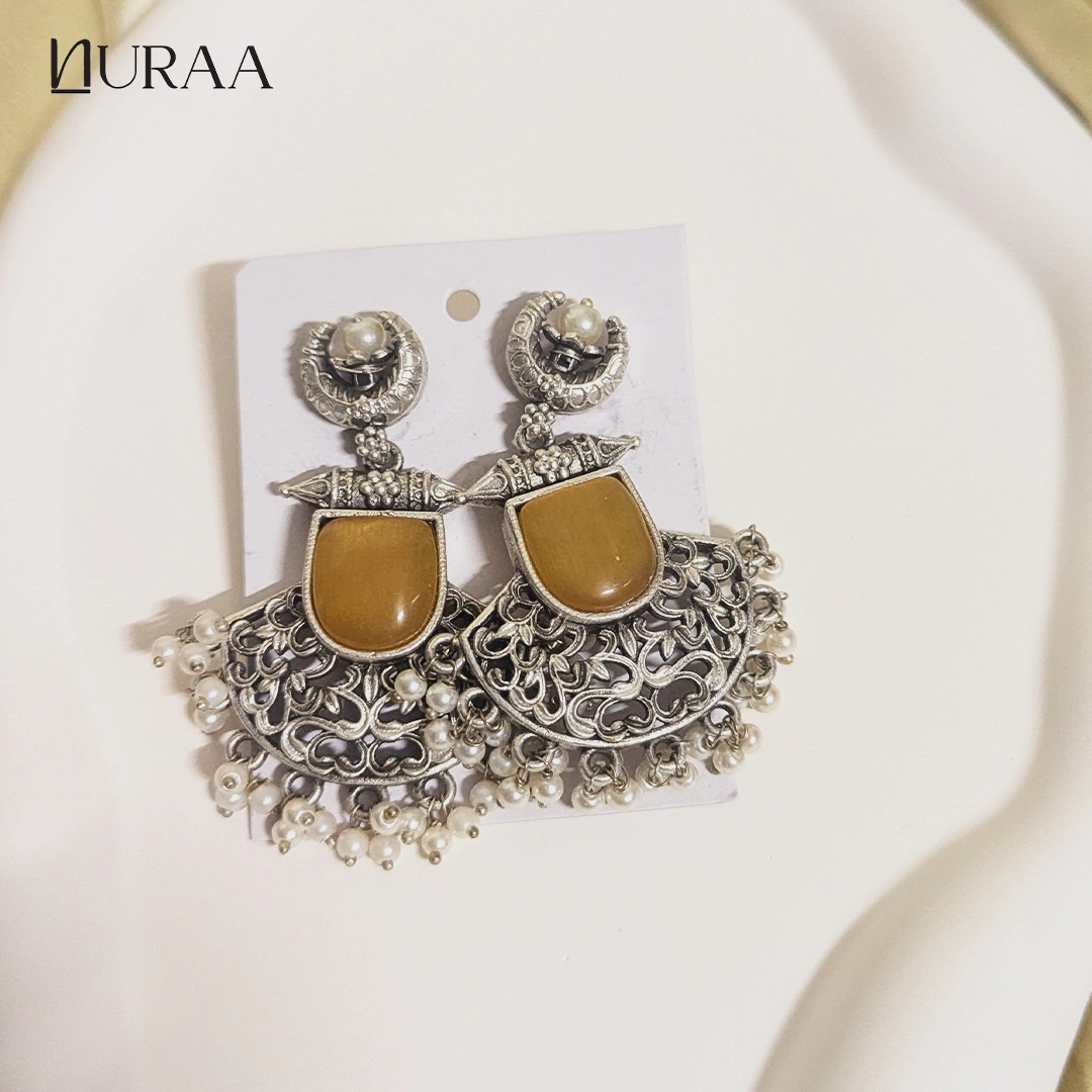 Ruhani Oxidised Statement Earrings - Image 3