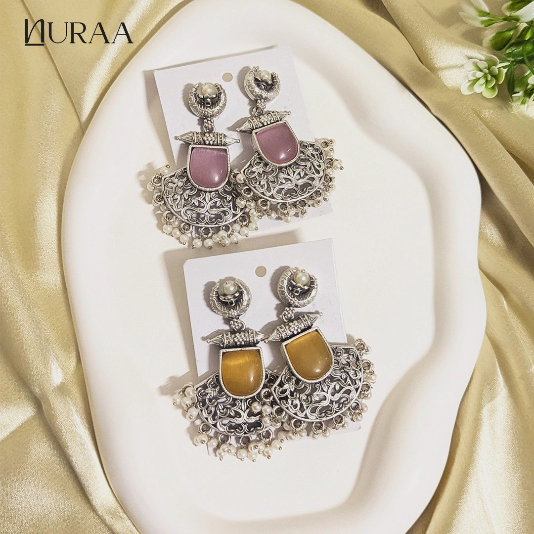 Ruhani Oxidised Statement Earrings