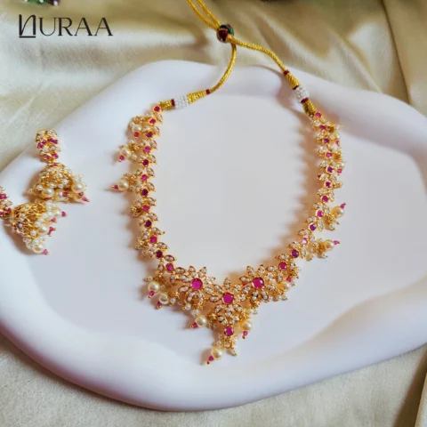 Anvika Ruby Pearl Necklace Set