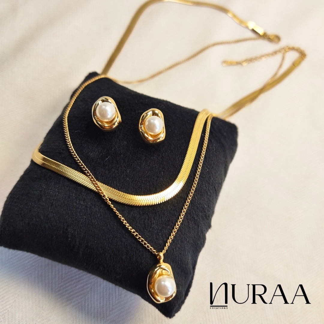 Serene Gold Layered Necklace Set - Image 5