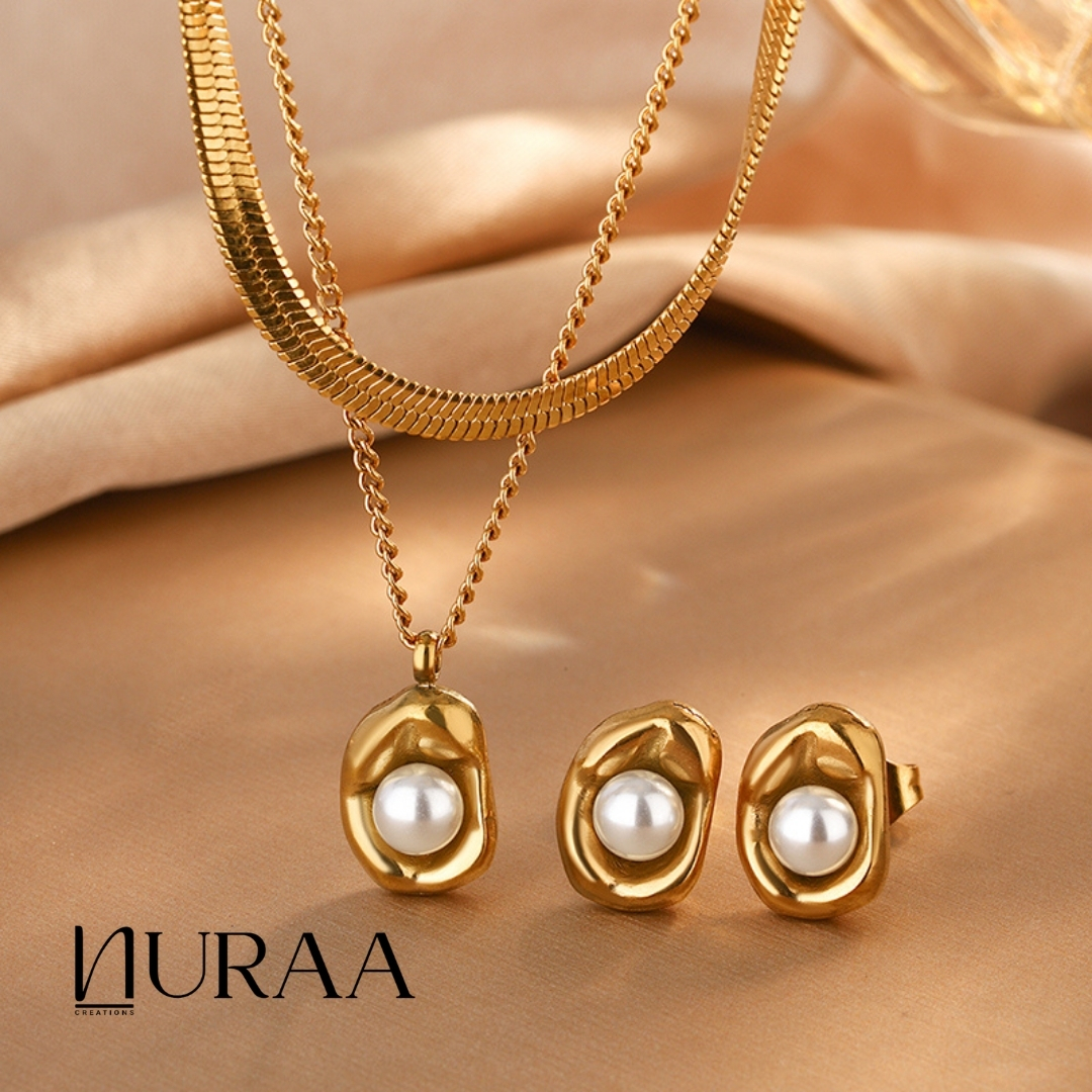 Serene Gold Layered Necklace Set - Image 2