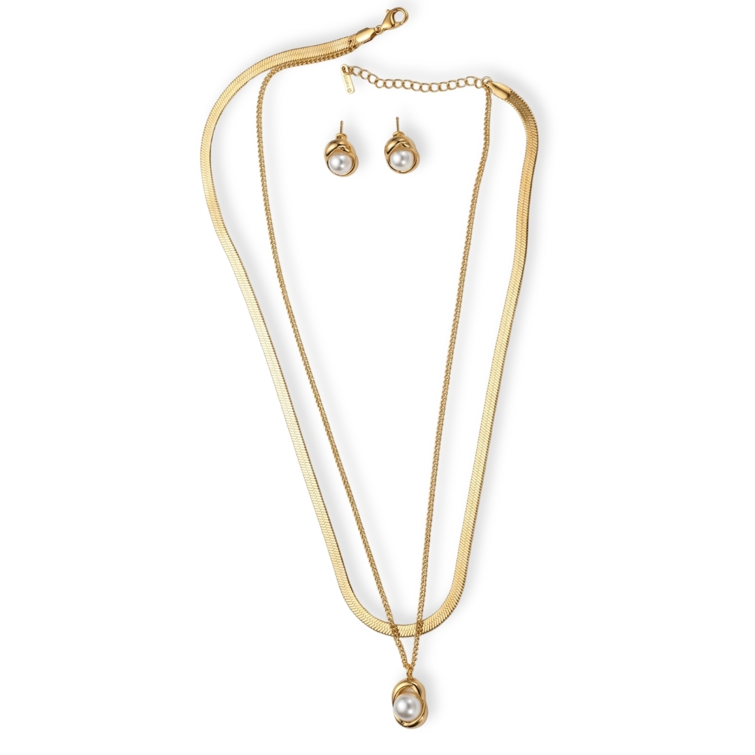 Serene Gold Layered Necklace Set - Image 3