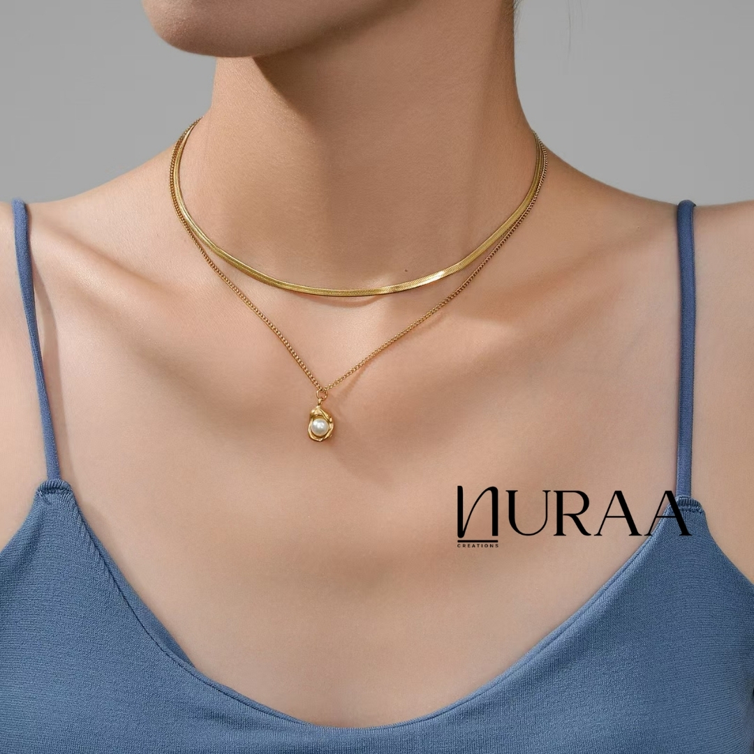 Serene Gold Layered Necklace Set - Image 6