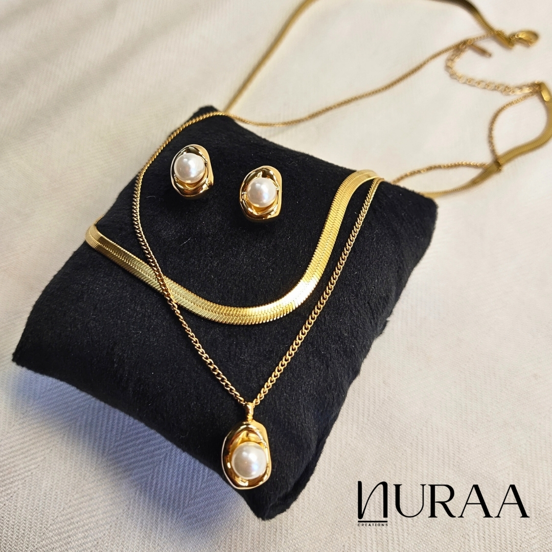 Serene Gold Layered Necklace Set