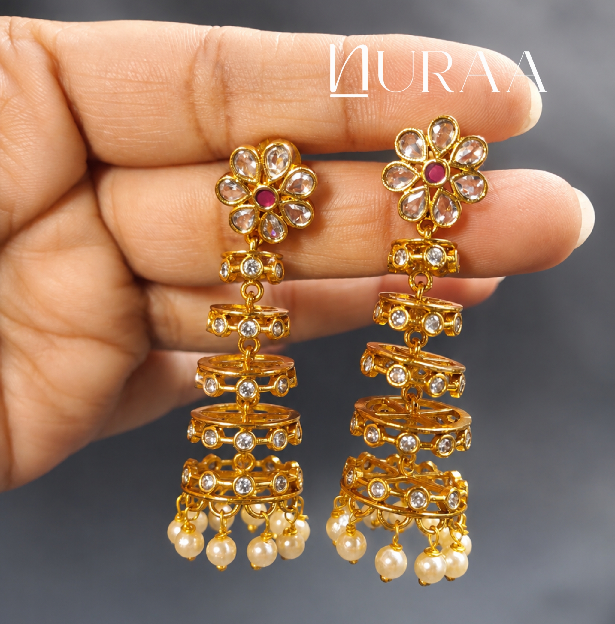 Gulnaar Spiral Dangler Earrings - Image 3