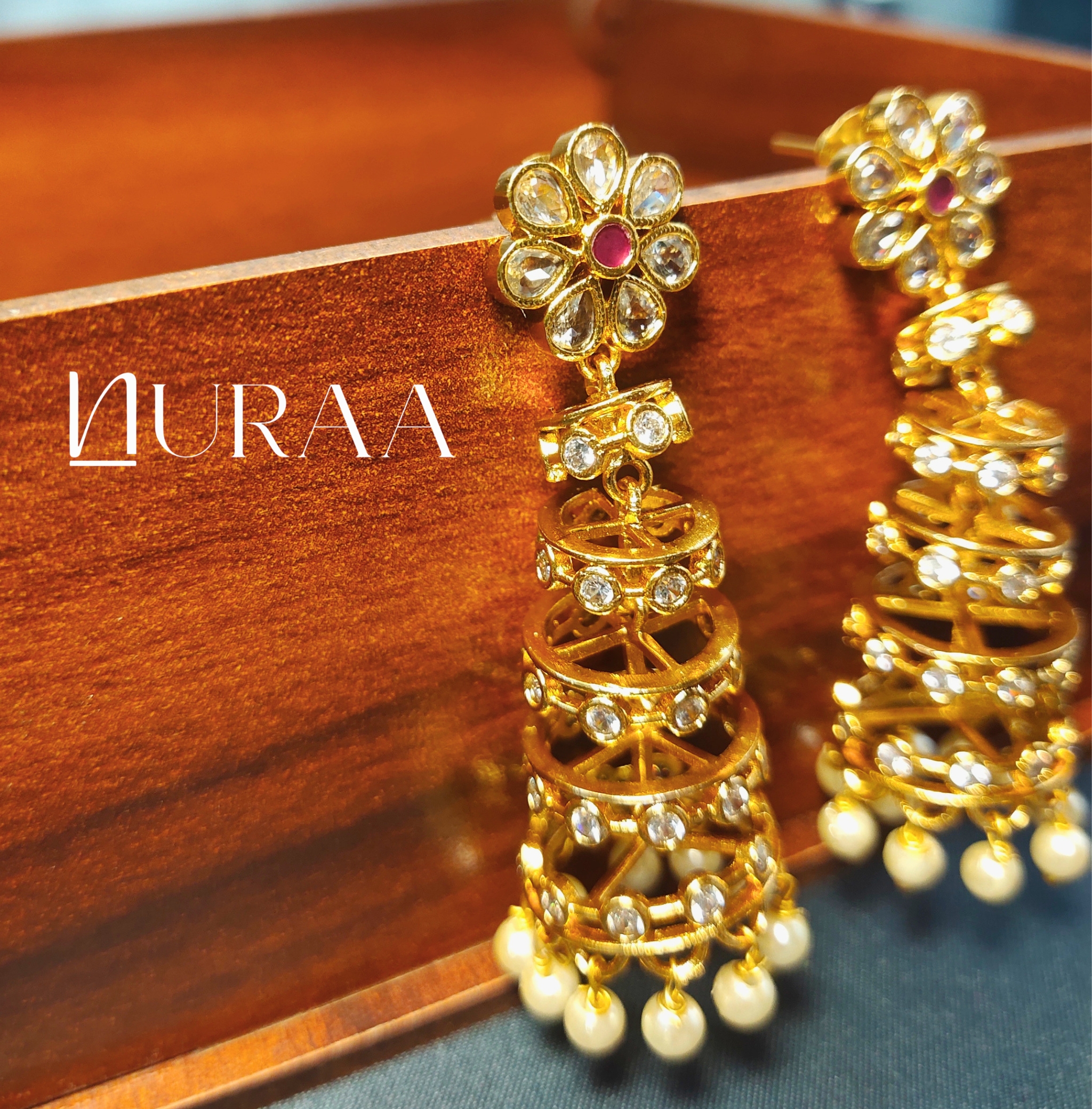 Gulnaar Spiral Dangler Earrings - Image 4