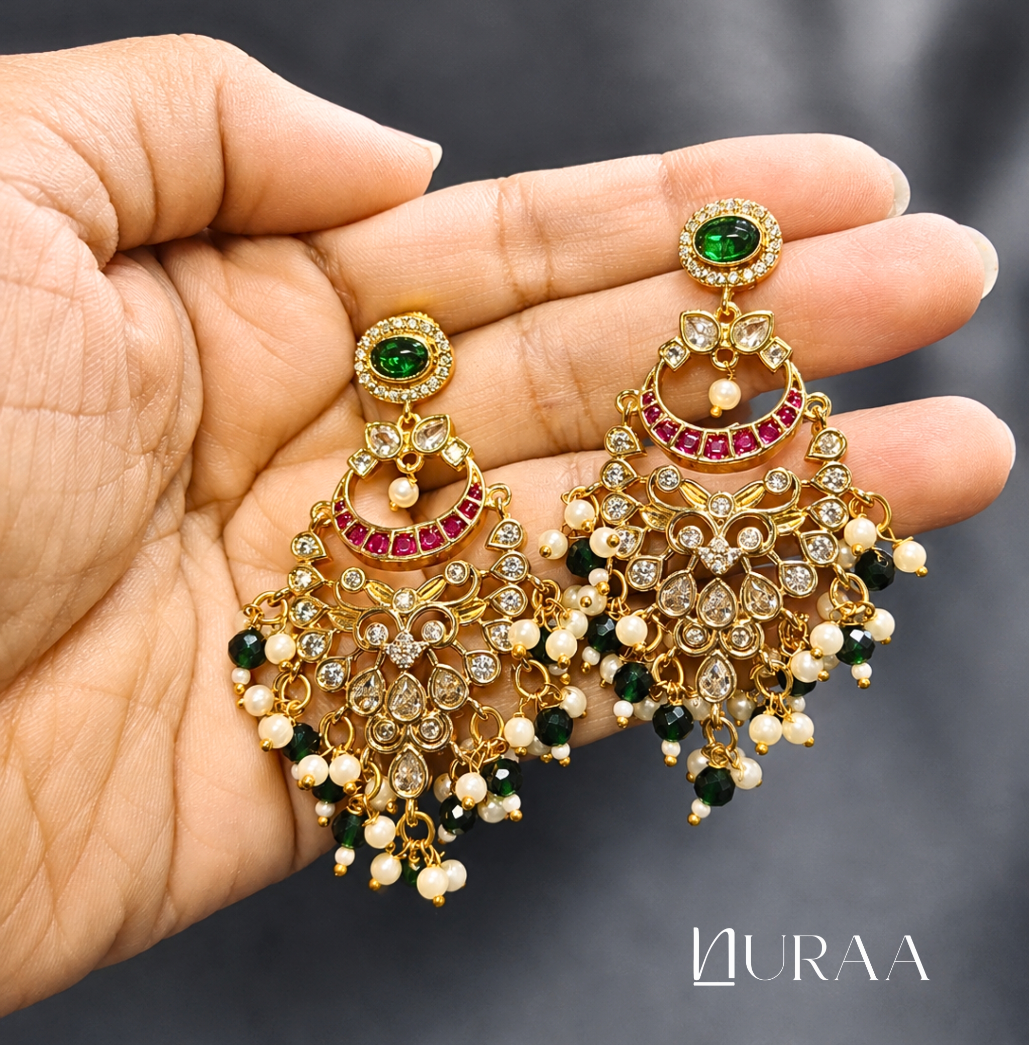 Meher Chandbali Style Dangler Earrings - Image 3
