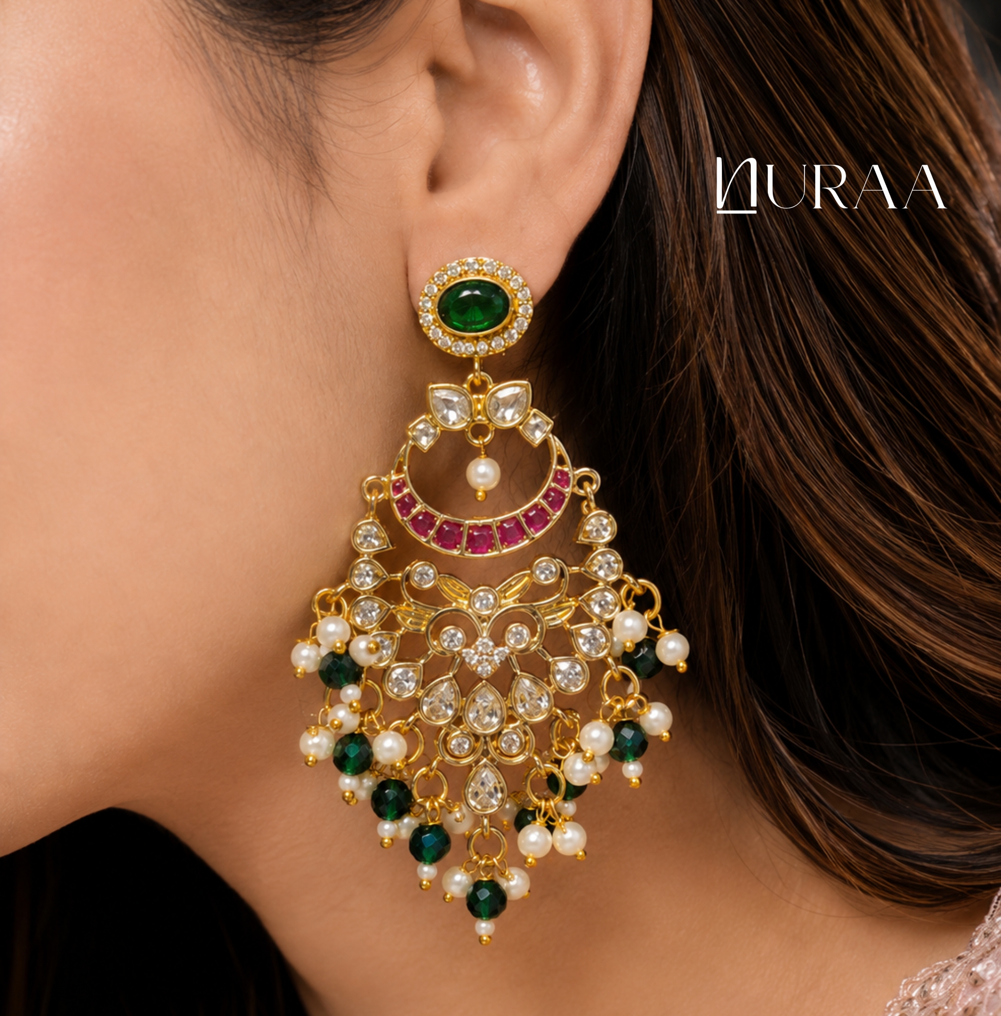Meher Chandbali Style Dangler Earrings - Image 5