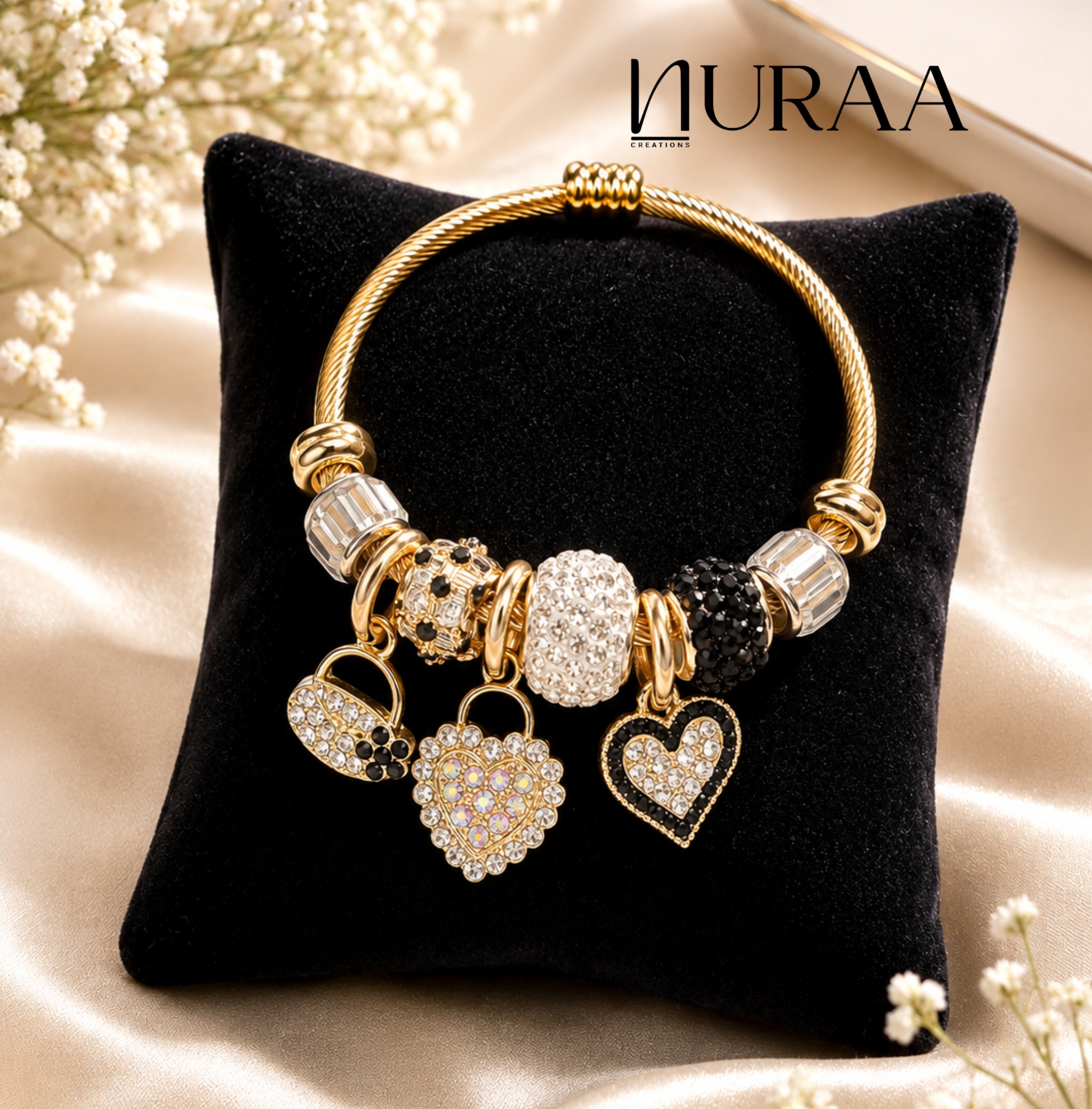 Golden Heart & Dragonfly Charm Bracelet - Image 8