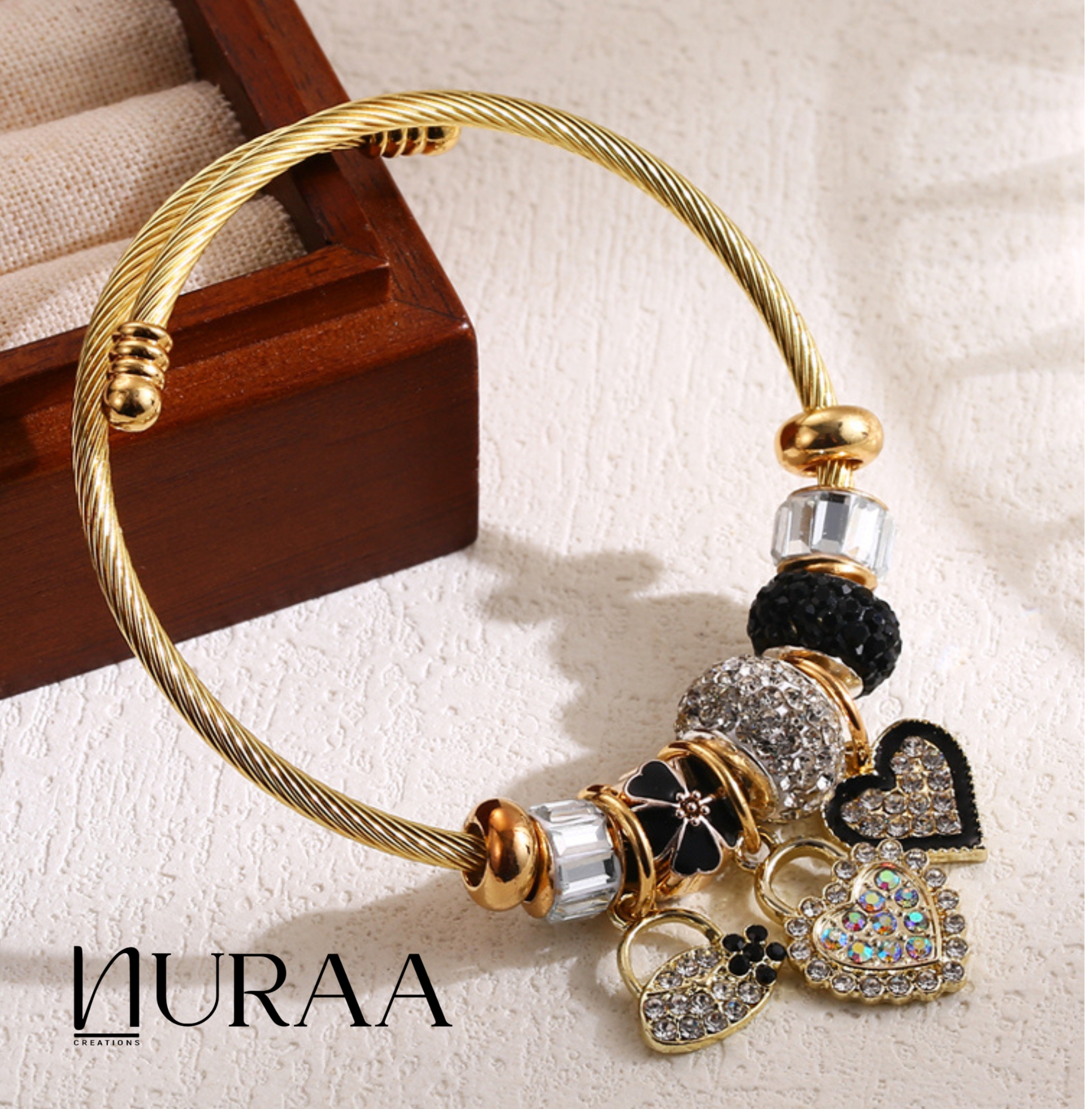 Golden Heart & Dragonfly Charm Bracelet - Image 9