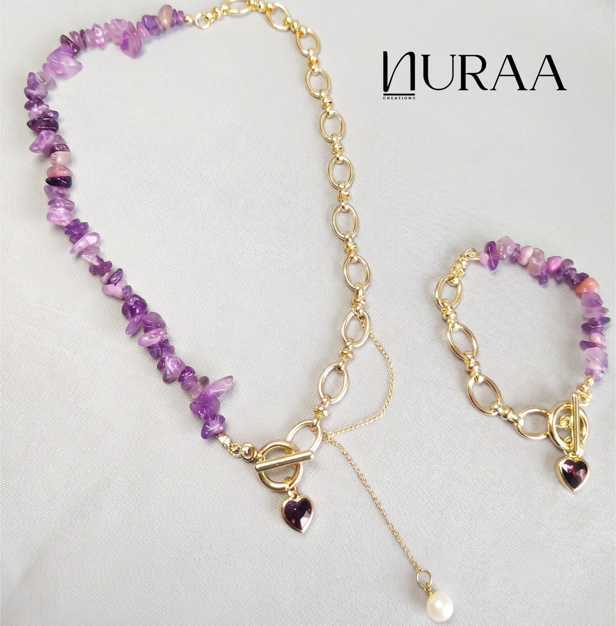 Purple Buckle Necklace & Bracelet Set - Image 2