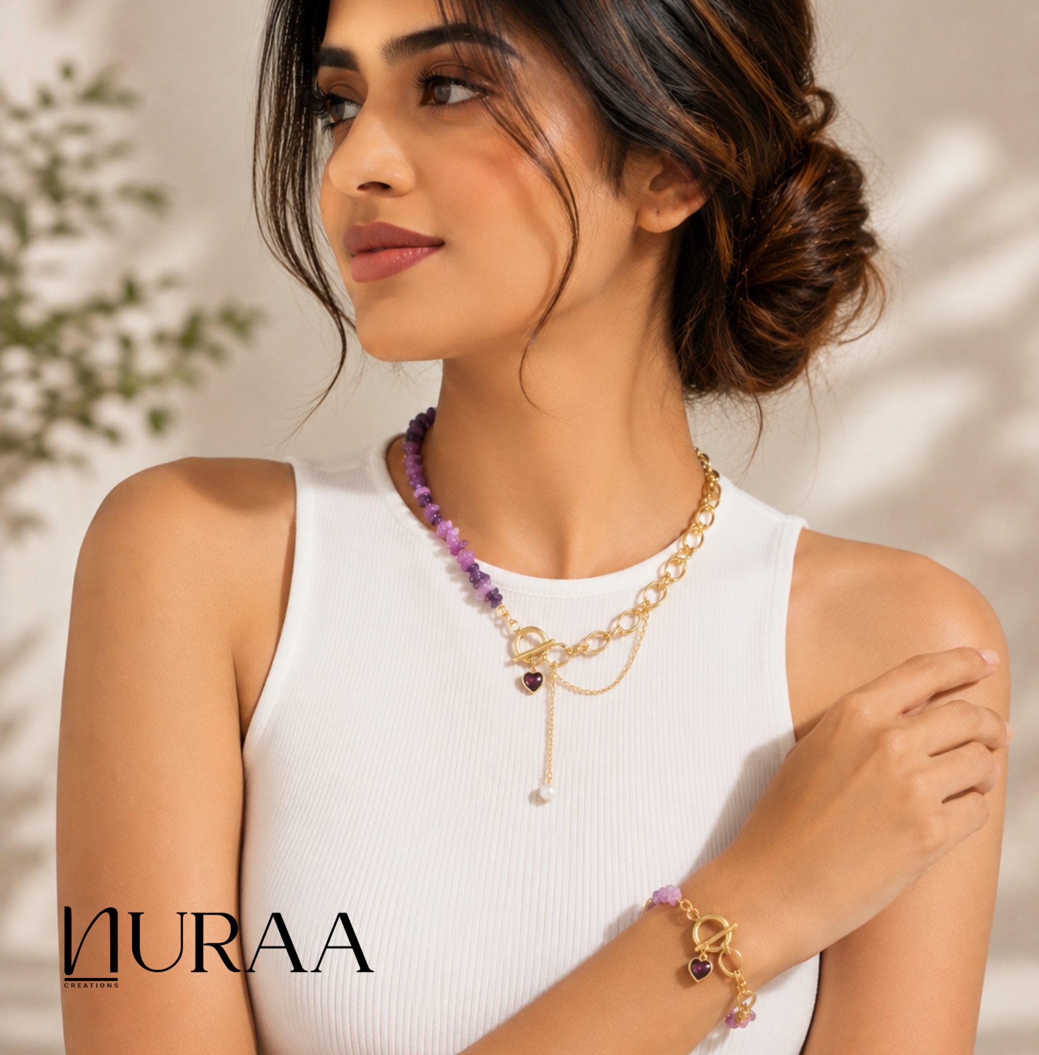 Purple Buckle Necklace & Bracelet Set - Image 3