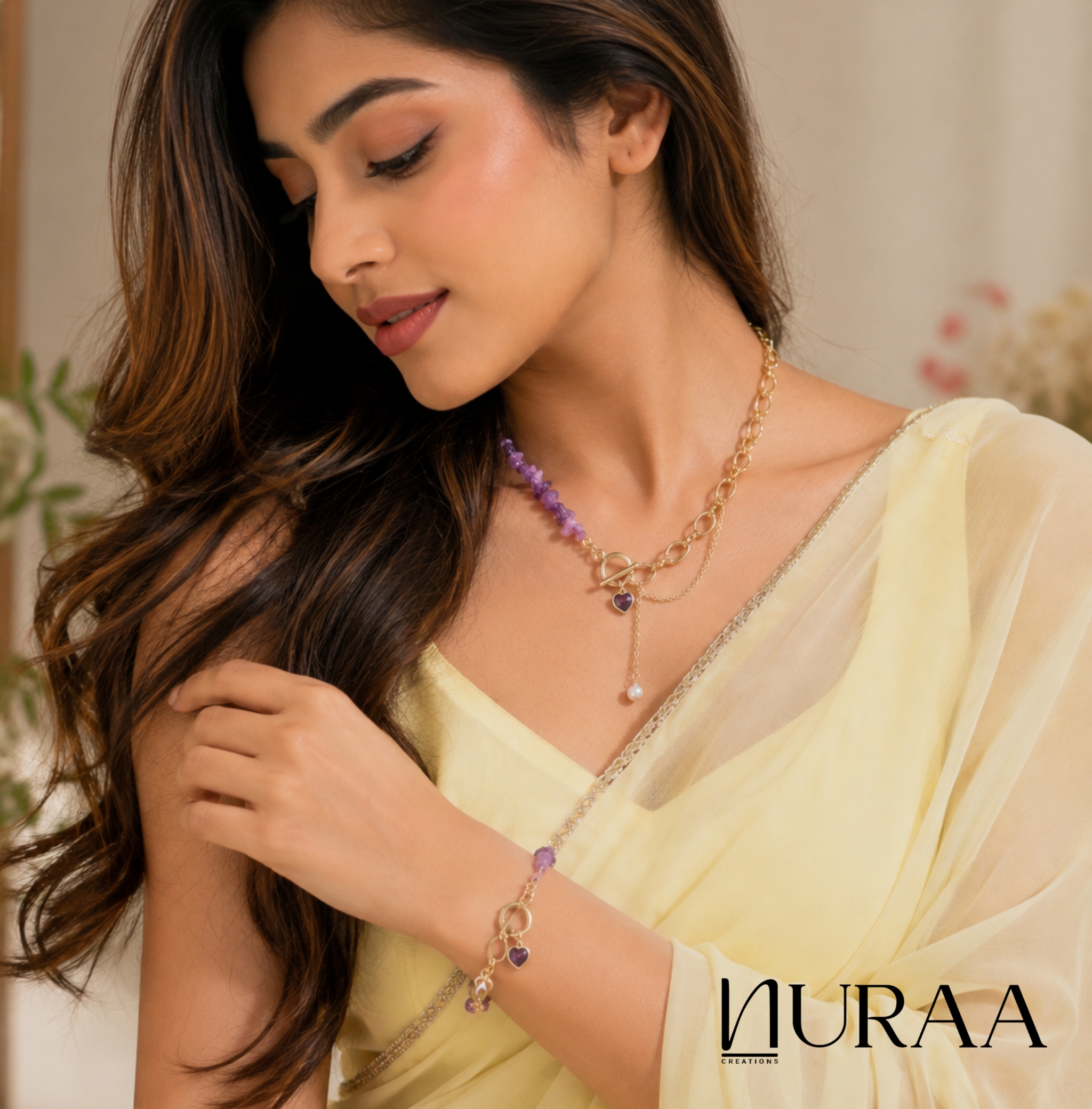 Purple Buckle Necklace & Bracelet Set - Image 4