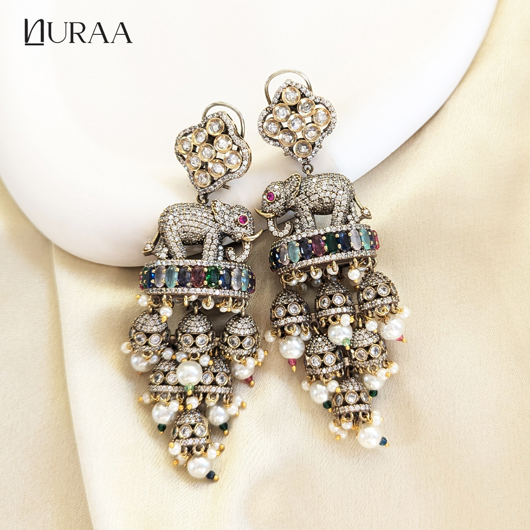Royal Elephant Jhumka Earrings - Image 4