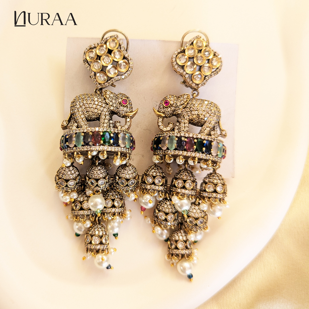 Royal Elephant Jhumka Earrings - Image 3