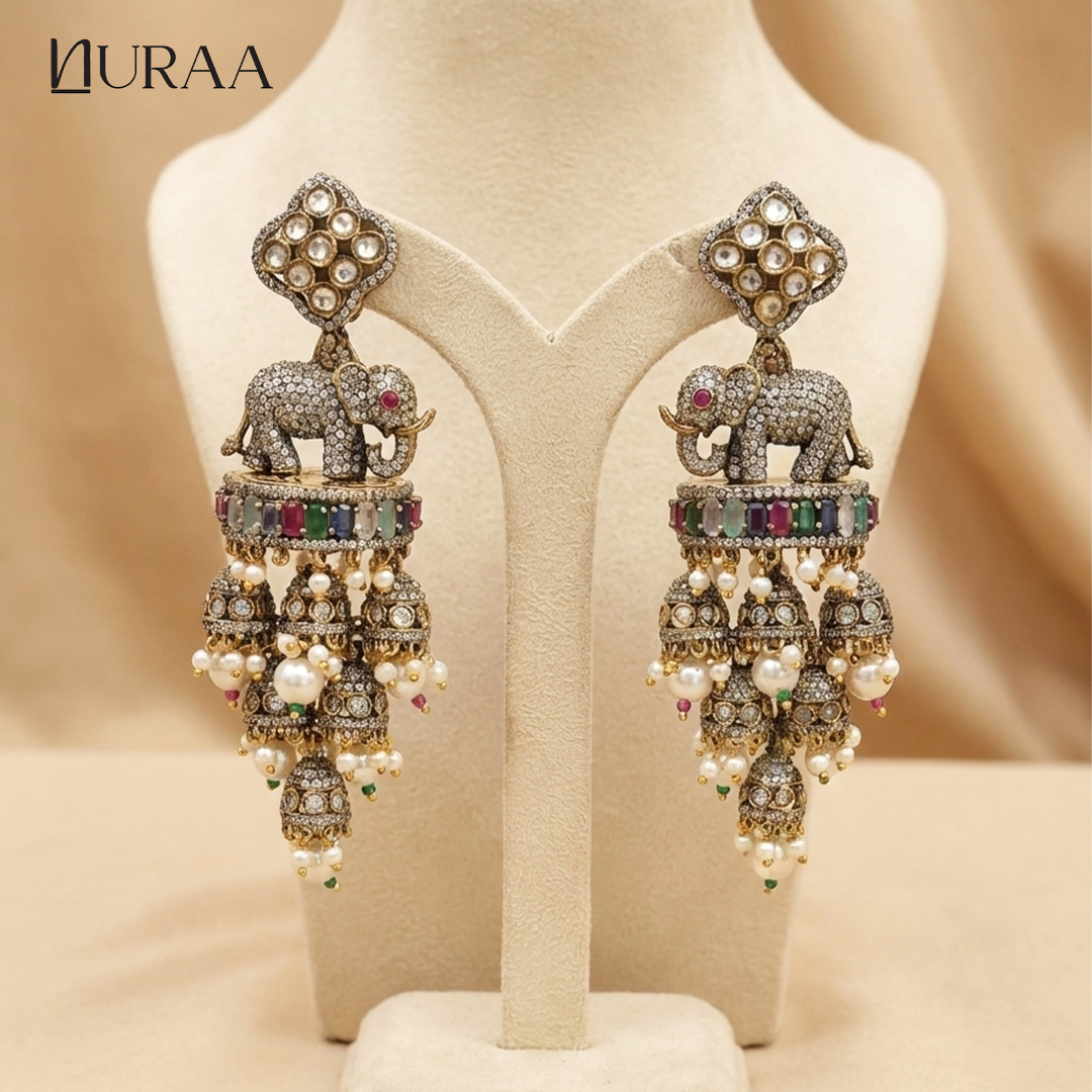 Royal Elephant Jhumka Earrings - Image 2